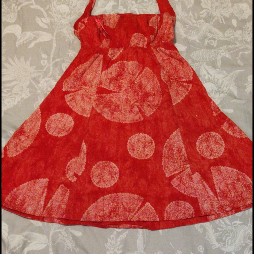 Red bohemian strapless Free People dress